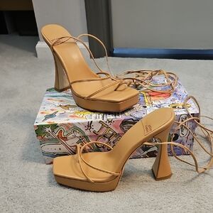 Jeffrey Campbell Tan Strappy Heels
